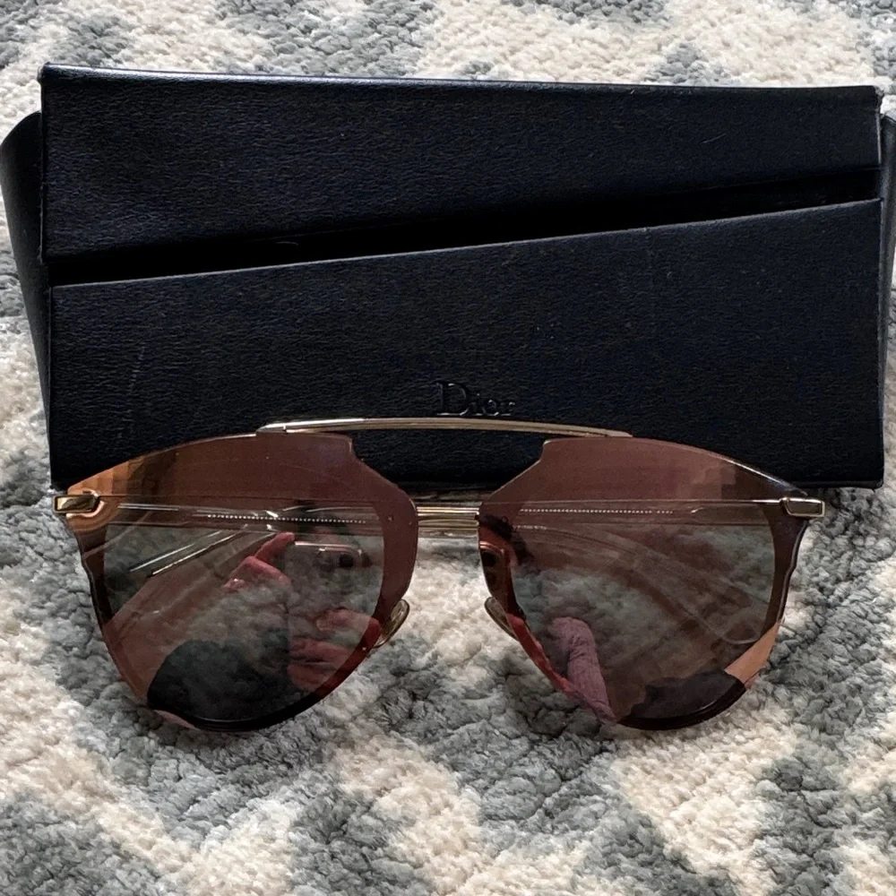 Dior Gold and Brown Sunglasses reflected P pixel mirrored - Picture 1 of 6